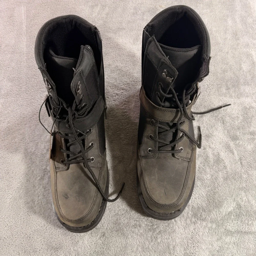Harley-Davidson Riding Boots Men 12 Black Grey Leather Side Zip D93786